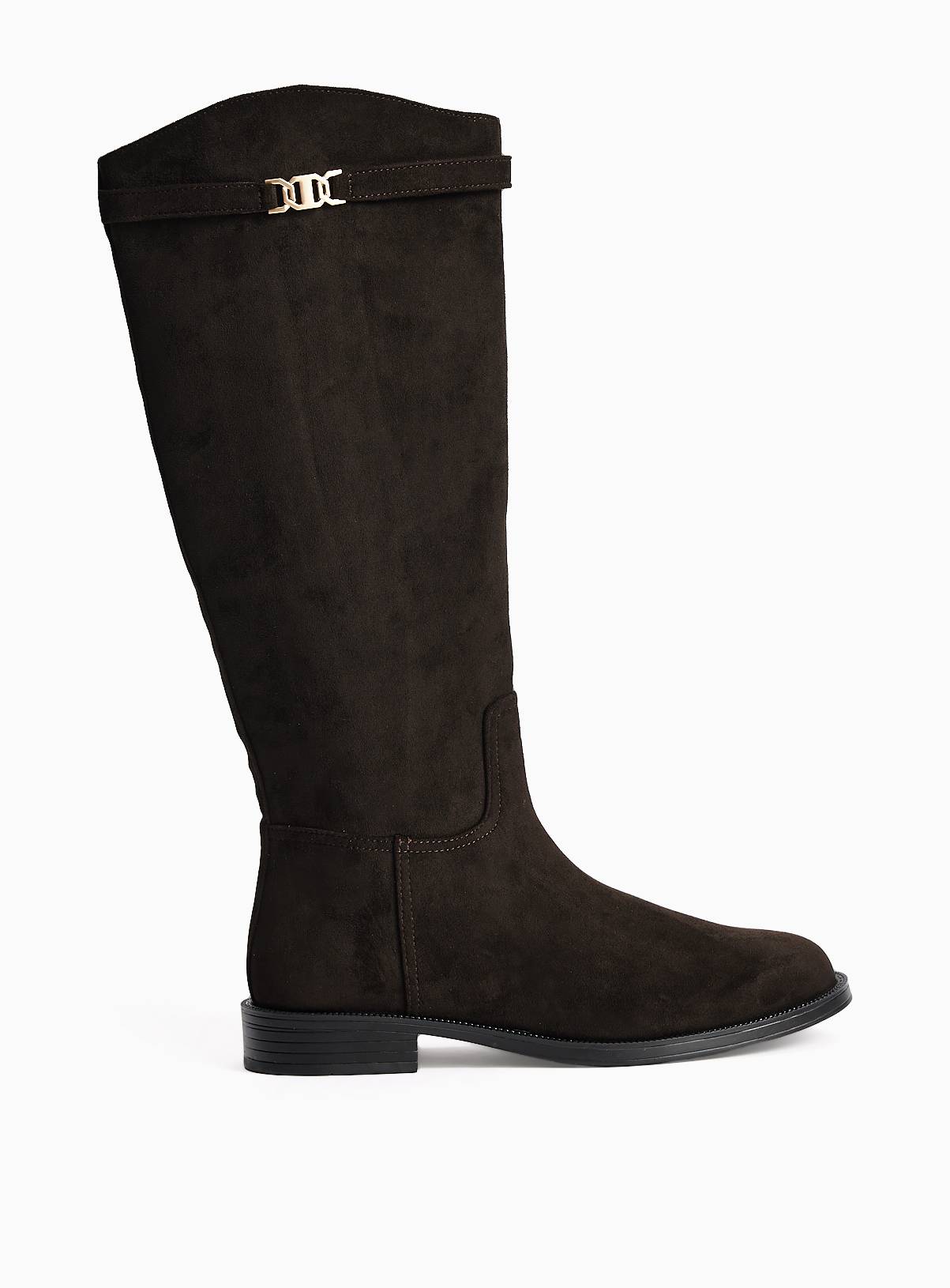 Black Faux Suede Long Equestrian Rider Boots 4 - Image 2